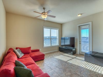 Primary bedroom at 101 W Bank Unit #27 - 1 bed 1 bath home