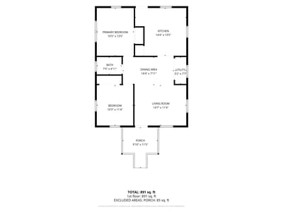 Living area at 1104 N Hackberry ST - 2 bed 1 bath home