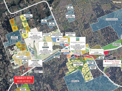 Aerial view with master-planned community at 1200 County Road 289 - Georgetown, TX