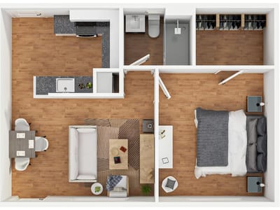 Living area at 1200 E 52nd St Unit #204 - 1 bed 1 bath home