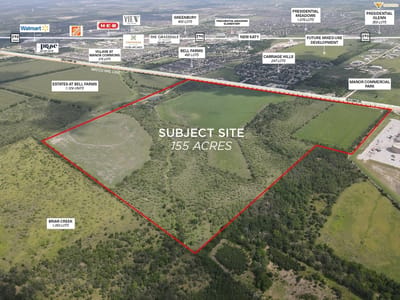 Aerial view - 13111 Old Highway 20 Aerial view with annotated oblique aerial at 13111 Old Highway 20 - Manor, Manor, TX