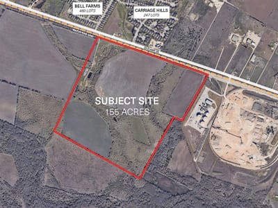 Aerial view - 13111 Old Highway 20 Aerial view with overhead parcel aerial at 13111 Old Highway 20 - Manor, Manor, TX