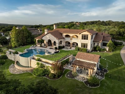 Aerial view - 13322 Shore Vista Dr Aerial view with waterfront estate aerial at 13322 Shore Vista Dr - 5 bed 7 bath home