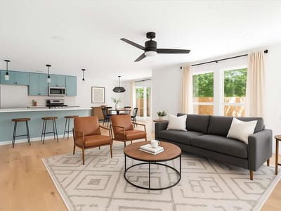 Living area at 1511 Camp Craft Rd Unit #D - 2 bed 1 bath home