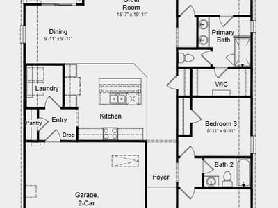 Living area at 15421 Welsh Mills DR - 3 bed 2 bath home