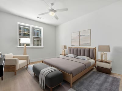 Primary bedroom at 1701 Simond Ave Unit #208 - 1 bed 1 bath home