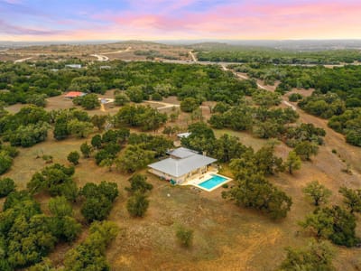 Aerial view - 1800 E 290 Hwy Aerial view with annotated aerial boundary at 1800 E 290 Hwy - Dripping Springs, TX