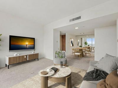 Living area at 1801 Lavaca St Unit #14K - 2 bed 2 bath home