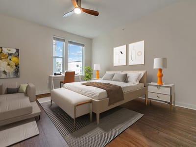 Primary bedroom at 1900 Barton Springs RD Unit #4013 - Zilkr/Pk Condos, Austin, TX