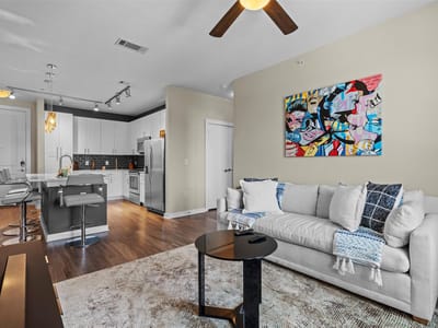 Living area at 1900 Barton Springs Rd Unit #5027 - 2 bed 2 bath home
