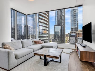 Primary bedroom at 210 Lavaca St Unit #2308 - 2 bed 2 bath home