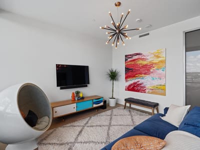 Primary bedroom at 222 West Ave Unit #1108 - 1 bed 1 bath home