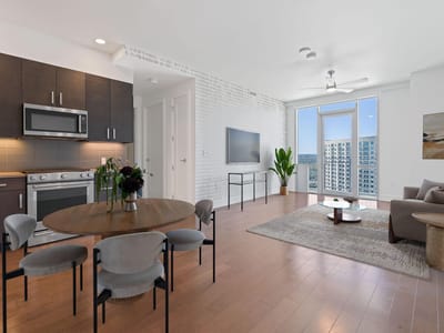 Living area at 222 West Ave Unit #1412 - 1 bed 1 bath home