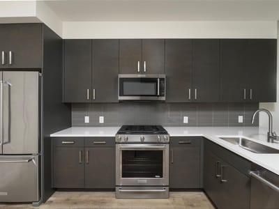 Primary bedroom at 222 West Ave Unit #1603 - 1 bed 1 bath home