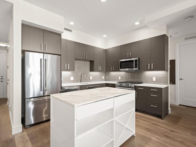 Primary bedroom at 222 West Ave Unit #2012 - 1 bed 1 bath home
