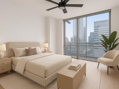 Primary bedroom at 222 West Ave Unit #2109 - 1 bed 1 bath home