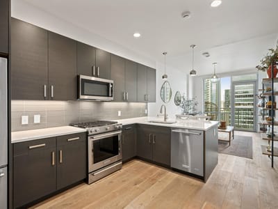 Living area at 222 West Ave Unit #2507 - 1 bed 1 bath home