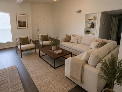 Living area at 2401 Leon ST Unit #206 - 3 bed 2 bath home