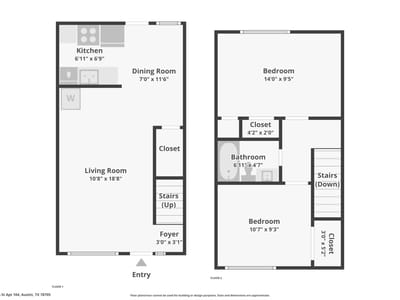 Kitchen at 2413 Leon ST Unit #104 - 2 bed 1 bath home