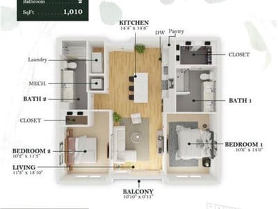 Primary bedroom at 2500 Longview St Unit #418 - 2 bed 2 bath home
