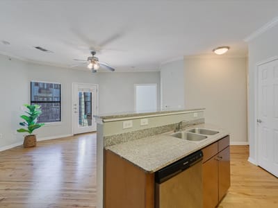 Living area at 2502 Leon St Unit #301 - 2 bed 2 bath home