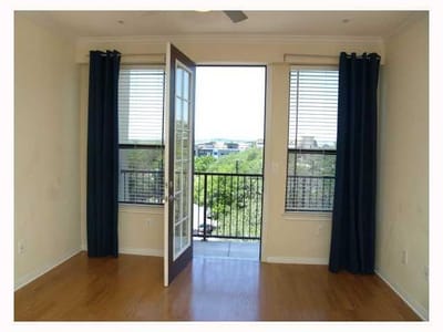 Primary bedroom at 2505 San Gabriel St Unit #405 - 2 bed 2 bath home