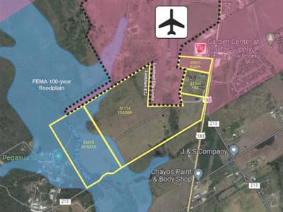 Aerial view with annotated aerial parcel map at 2515 S Colorado St - South Lockhart, Lockhart, TX