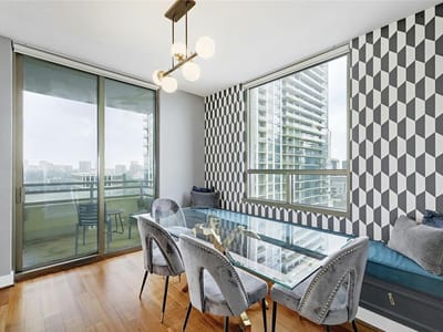 Living area at 300 Bowie ST Unit #2301 - 2 bed 2 bath home
