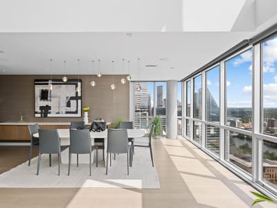 Primary bedroom at 300 Bowie ST Unit #PH2 - 3 bed 3 bath home