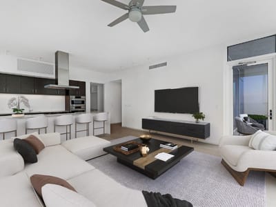 Primary bedroom at 301 West Ave Unit #4607 - 2 bed 2 bath home