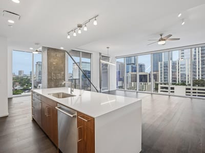 Primary bedroom at 301 West Ave Unit #1204 - 2 bed 2 bath home