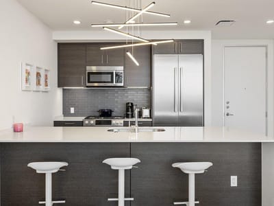 Primary bedroom at 301 West Ave Unit #1701 - 2 bed 2 bath home
