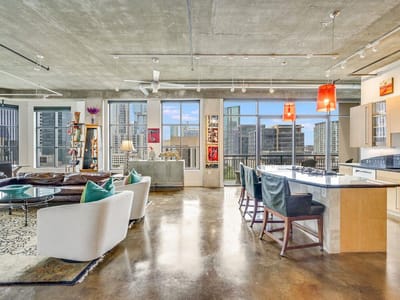 Primary bedroom at 311 W 5th St Unit #1002 - 2 bed 2 bath home