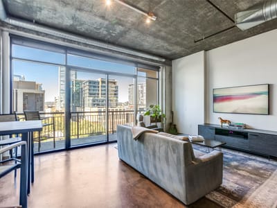 Living area at 311 W 5th St Unit #704 - 1 bed 1 bath home