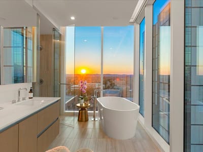 Primary bedroom at 313 W 17th St Unit #1104 - 2 bed 2 bath home