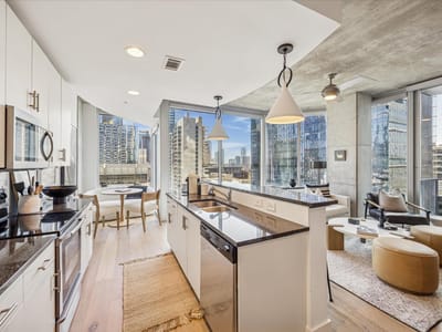 Living area at 360 Nueces St Unit #1001 - 1 bed 1 bath home