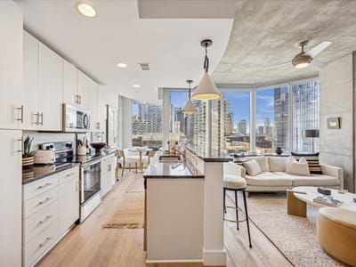 Kitchen at 360 Nueces St Unit #1001 - 1 bed 1 bath home