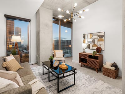 Living area at 360 Nueces St Unit #1112 - 1 bed 1 bath home