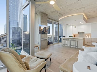 Living area at 360 Nueces St Unit #1217 - 2 bed 2 bath home