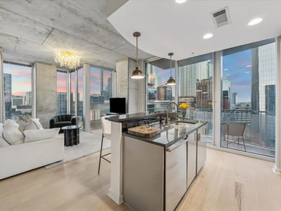 Living area at 360 Nueces St Unit #1417 - 2 bed 2 bath home