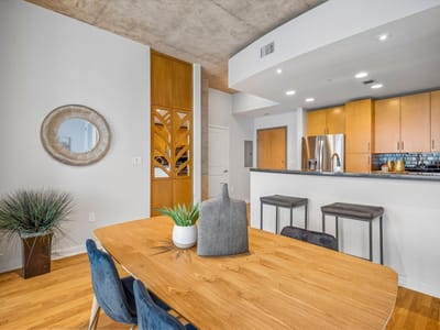 Primary bedroom at 360 Nueces St Unit #2005 - 2 bed 2 bath home