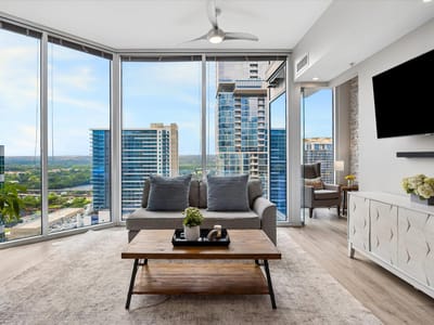 Living area at 360 Nueces ST Unit #2302 - 2 bed 2 bath home