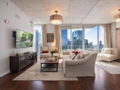 Living area at 360 Nueces St Unit #2509 - 2 bed 2 bath home