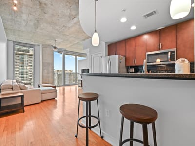 Primary bedroom at 360 Nueces ST Unit #2706 - 1 bed 1 bath home