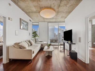 Primary bedroom at 360 Nueces St Unit #3309 - 2 bed 2 bath home
