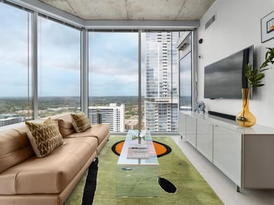 Primary bedroom at 360 Nueces St Unit #3602 - 2 bed 2 bath home