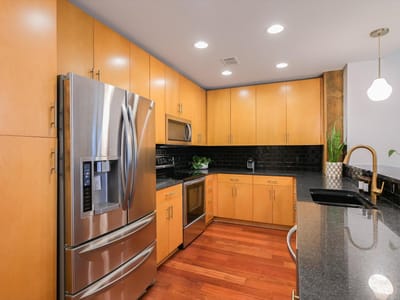 Primary bedroom at 360 Nueces St Unit #3609 - 2 bed 2 bath home