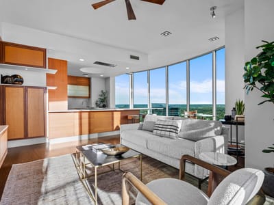 Living area at 360 Nueces St Unit #4211 - 1 bed 2 bath home