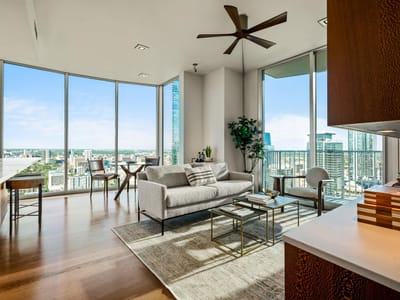 Kitchen at 360 Nueces St Unit #4211 - 1 bed 2 bath home