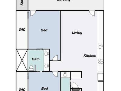 Kitchen at 4004 Banister LN Unit #208 - 2 bed 1 bath home